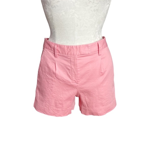 Theory Lynie Linen Cotton Salmon Pink Slim Fit Shorts - Picture 8 of 8